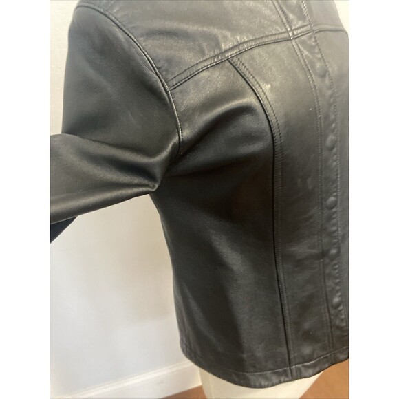 VTG i.e. Womens Y2K 90s Retro Black 100% Leather Jacket PS - Picture 7 of 13